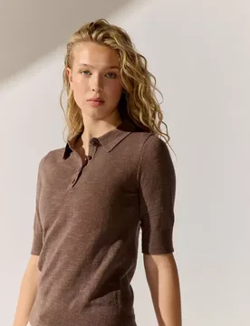 Linen Polo Shirt knitted female - L - FashionsVida