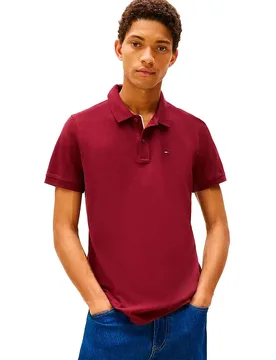 Polo A Maniche Corte Placket Slim Fit Red Wine L - Tommy Jeans - FashionsVida