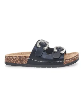 Ciabatte nere con doppia fibbia gioiello H3Y861141 38 - ME & ME - FashionsVida