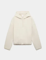 Borg Half Zip Hooded Fleece Jacket Ecru female