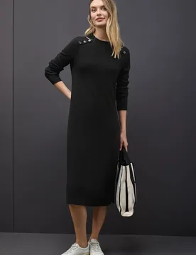 Rippstruktur Kleid female Schwarz - Street One - FashionsVida