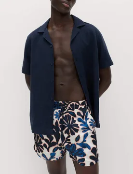 Quick Dry Floral Print Swim Shorts Dark Marine male - M&S - FashionsVida