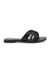 Ciabatte nero in vera pelle con fasce incrociate TIMA3960 36