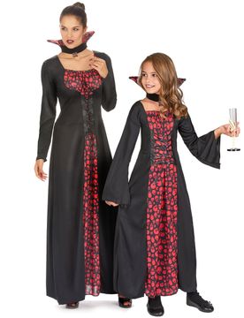 Vampir Paarkostüm für Erwachsene und Kind