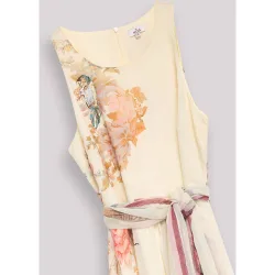Vestido largo estampado floral con cinturón coordinado