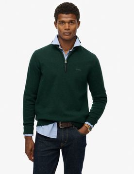 Superdry Herren Wollmischung-pullover mit Reißverschluss Green - Größe: M