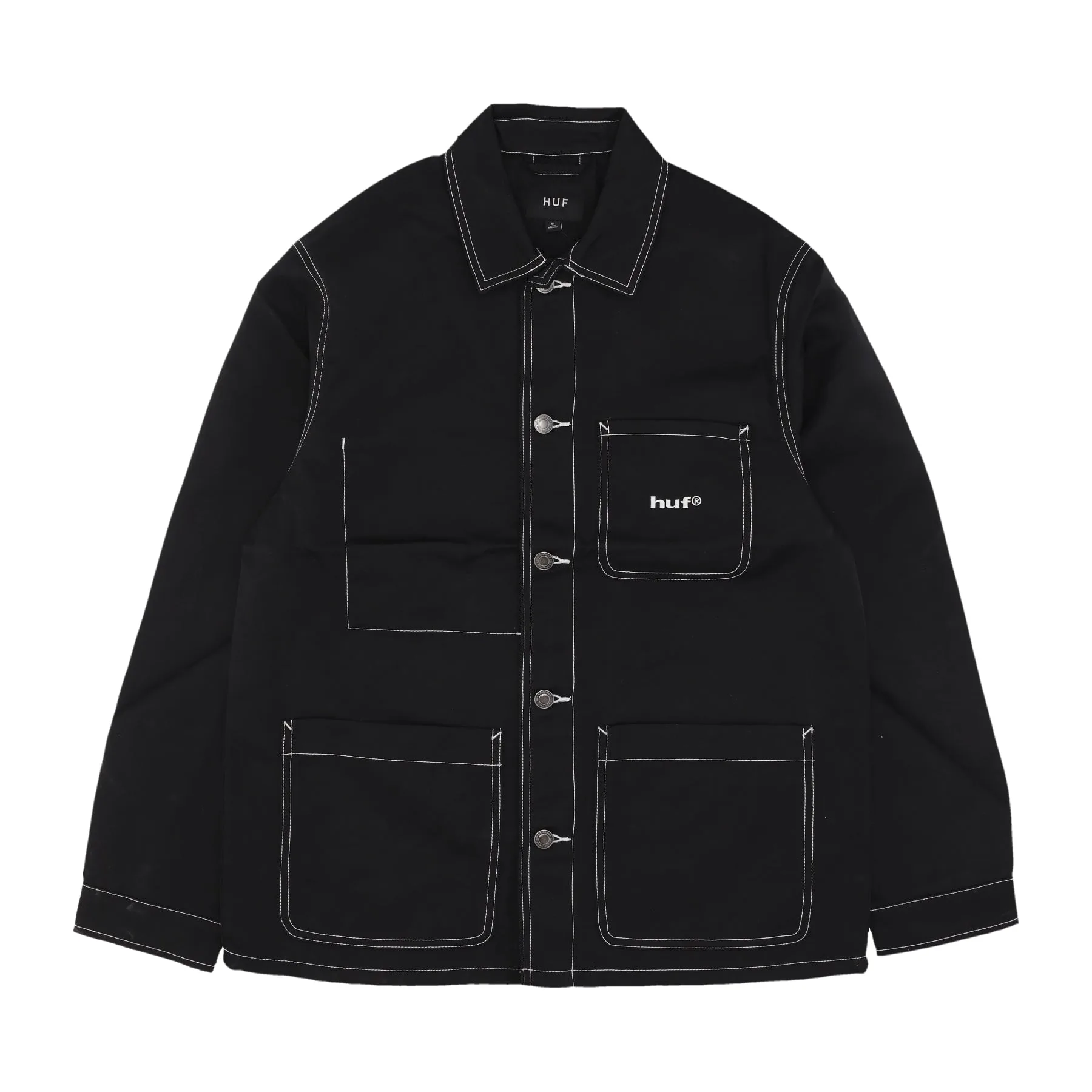 Giacca Workwear Uomo Contrast Nylon Chore Jacket Black - Huf - FashionsVida