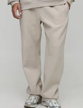 Herren Hohe Basic Jogginghose Mit Geradem Bein Stone Größe Large - boohooMAN - FashionsVida