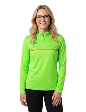 Felpa Con Mezza Zip Record Iii Fluor Green M - Joma - FashionsVida