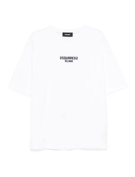 T-shirt bianca in cotone con logo