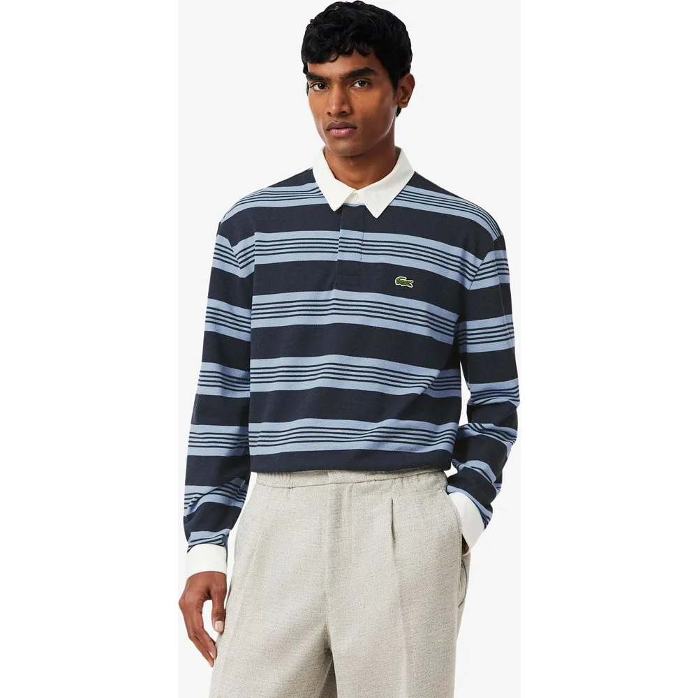 Jersey de hombre de rugby de piqué de rayas de corte holgado - Lacoste - FashionsVida