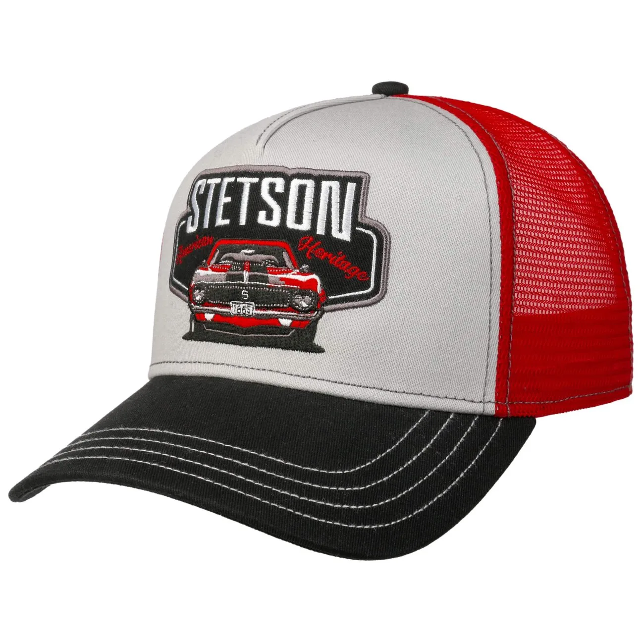 Garage American Heritage Trucker Cap by - grey-red - Size: One Size Small - Stetson - FashionsVida