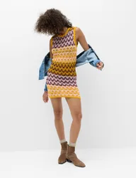 Cotton Rich Textured Knitted Mini Dress Multi female