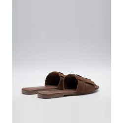 Sandalias de pala de mujer de piel con flecos