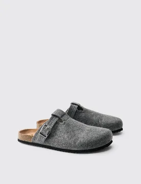 Men's Felt Buckle Mule Grey Size 10 Grey 10 - boohooMAN - FashionsVida