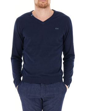 SUN68 Maglia scollo V BLU NAVY L