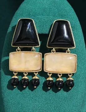 Vintage Geometry Black Agate Drop Earrings Natural Stone Tassel Accessories Women Antique Gold Color Luxury Designer Jewelry - Aliexpress - FashionsVida