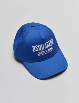 Berretto blu royal con frontino e logo stampato - Dsquared2 - FashionsVida