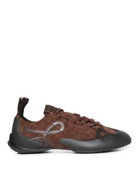 Sneaker con impugnatura in pelle scamosciata