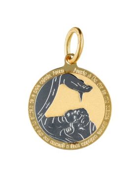 Medaglia Ciondolo da Battesimo Oro Giallo e Bianco GL100024