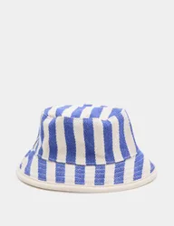 Baby Chunky Stripe Twill Bucket Hat (0-3 Yrs) Blue Mix unisex