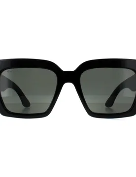 Women's Square Black with Gold Grey GG1689S Sunglasses - Black - Size: One Size - Gucci - FashionsVida
