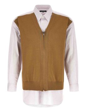 Camicia con inserto in cardigan