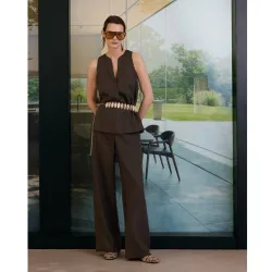 Pantalón de mujer ancho fluido de lino