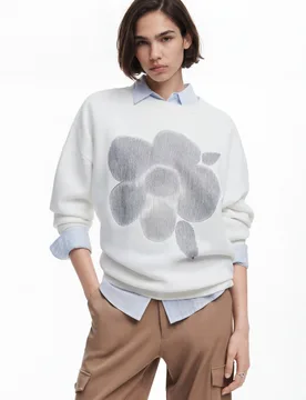 Sweat à imprimé floral WHITE L female - Desigual - FashionsVida