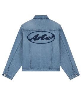 Giubbotto Jeans Uomo Circle Logo Jeans Jacket Denim Bleached