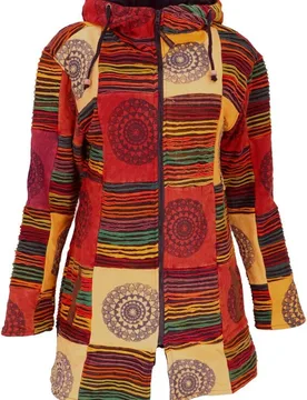 Übergangsjacke - Goa Boho Patchwork Kurzmantel - S bis XL - für Damen - Größe XL - multicolor - Frauen - female - Guru-Shop - FashionsVida