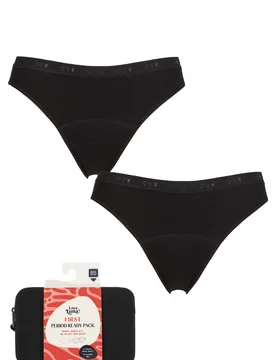 Girls and Teens 2 Pack First Period Bikini Briefs Ready Pack Black Age 12-13 - Black - Size: 12-13 Years - Love Luna - FashionsVida