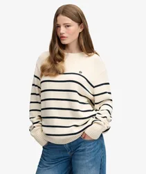 Superdry Damen OverGrößed Streifen-pullover White - Größe: 42