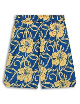 Elasticated Swim Shorts with Hibiscus Print