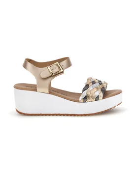 Sandali platino con zeppa fascia intrecciata made in Italy 36321 36 - PLOCADI - FashionsVida