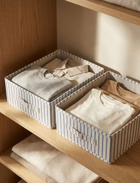 Scatole contenitore pieghevoli a righe 2 pack - blu scuro