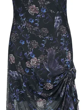 Kleid knielang - Purple Night Crows Mesh Midi Dress - XS bis 4XL - für Damen - Größe 3XL - multicolor - Frauen - female - Jawbreaker - FashionsVida