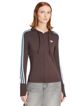 Trefoil Women Hoodies - Brown - Size M - Poly Mesh - Brown - Size: Medium - Adidas - FashionsVida
