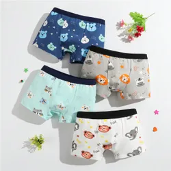 Chico joven 4 piezas Calzoncillos boxer con estampado de dibujos animados