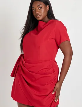 Womens Plus Tailored Drape Front Mini Dress - Red - Size 18 Uk - Boohoo - FashionsVida