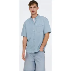 Only & Sons - Camisa de hombre manga corta estilo vaquera