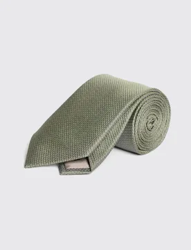 Textured Pure Silk Tie Sage male - MOSS - FashionsVida