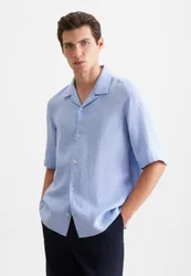 Regular Resort Hemd Uni Blau M