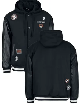 Rock Collegejacke - Collegejacket With Faux Leather Details - M bis L - für Männer - Größe L - schwarz - Männer - male - Rock Rebel by EMP - FashionsVida
