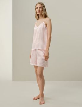 Pyjama Soie Charmeuse 19 Momme Caraco Rayé Rose XL Confort Luxe