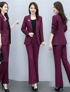 Korean Women's Graceful Blazer Long Pants Two Piece Set Spring Autumn Office Lady Black Suit Jacket Trousers Outfit Work Clothes - Aliexpress - FashionsVida