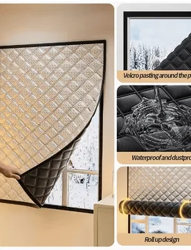 Pieza Nueva cortina térmica aislante, sin perforación, autoadhesiva, portátil y removible, cortina opaca para la sala de estar y el dormitorio, a p - Shein - FashionsVida