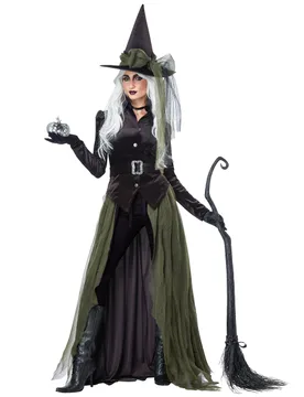 Gothic-Hexenkostüm für Damen Halloween-Kostüm grün-schwarz - female - KARNEVAL-MEGASTORE - FashionsVida