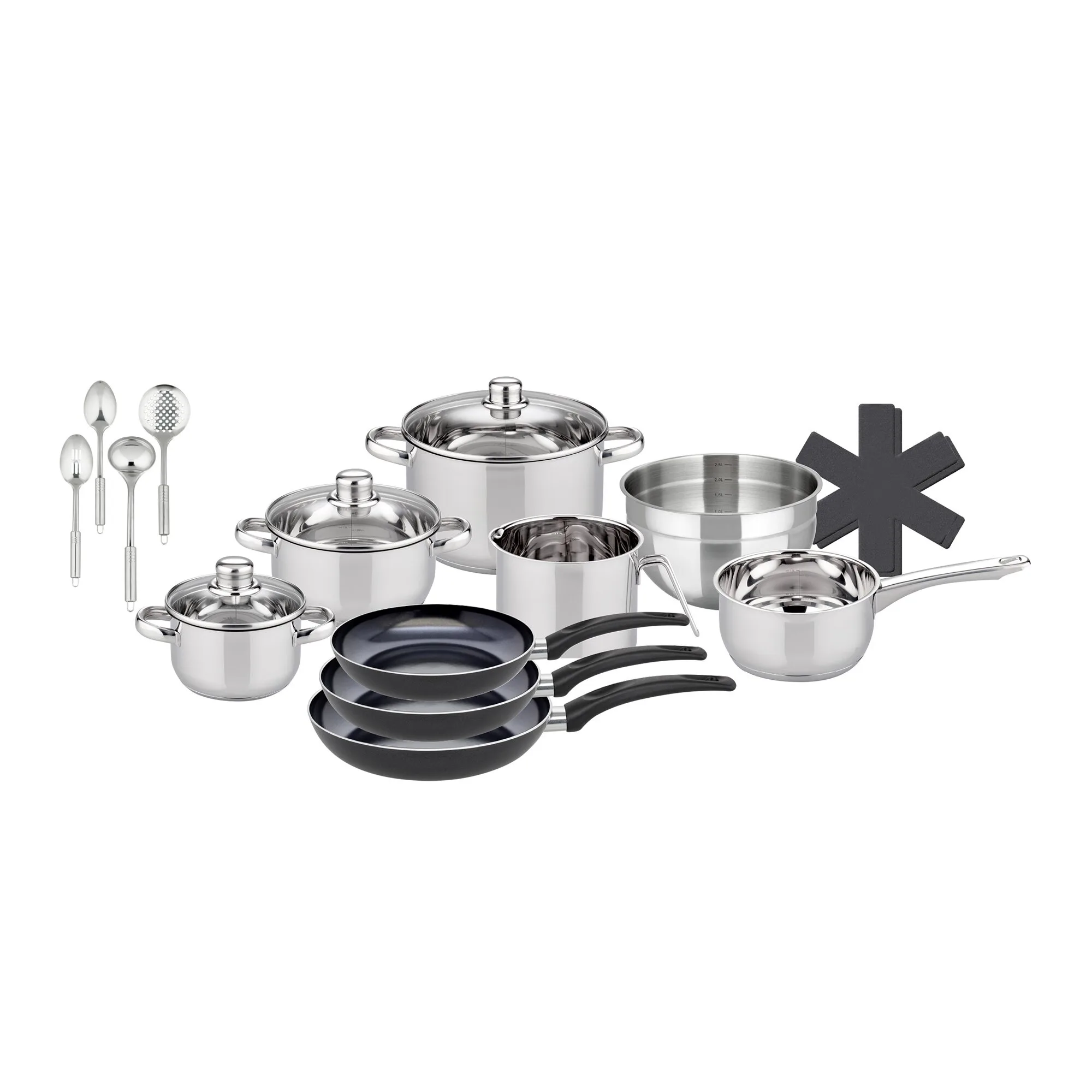 Basic Topfset "Galactica" mit Hohlgriffen, 15-teilig silber - ELO - FashionsVida
