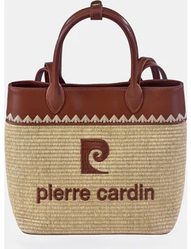 Bolso shopper con asas doble en rafia y PU - Pierre Cardin - FashionsVida